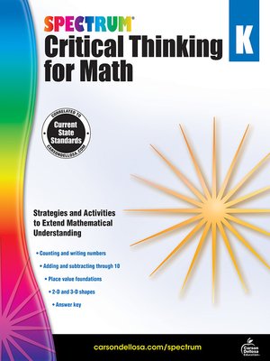 cover image of Spectrum Critical Thinking for Math, Grade K